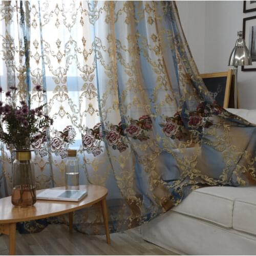 New High-end European Embroidery Flower Window Curtains Living Room Balcony Bedroom Curtains Finished Custom Curtains