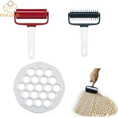 Plastic Mini Pie Set Ravioli Mold Kit Dumpling Maker Set Include 19 Hole Shape Mold Lattice Cutter Smooth Roller Pastry Tool 035