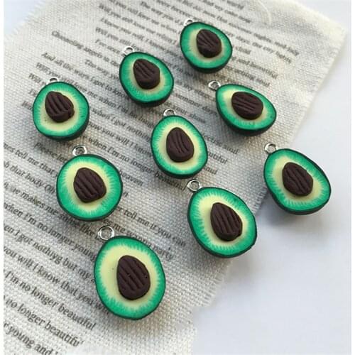 Kawaii DIY Jewelry Findings Resin Charms 40pcs 18*15mm Cute Fruit Avocado Shape Ornament Accessory Necklace Pendants Garments