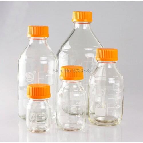 1pcs Capacity 100/250/500/1000/2000ml clear glass Reagent bottle With yellow screw cover,Medical Lab Chemistry Glassware