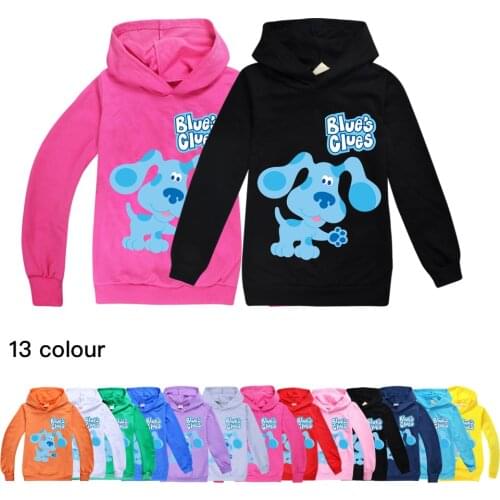 Blues Clues Childrens Clothing Boys Hooded Tops Cotton Teenage Kids Fall Clothes Animal Print T Shirt Toddler Girls Pink Shirt