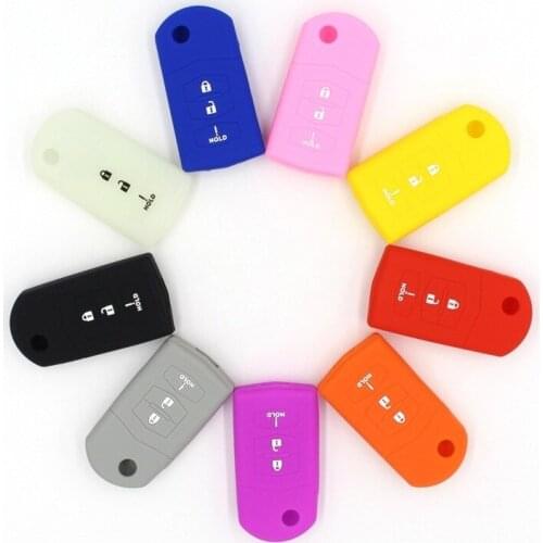 Silicone Car Key Cover Case for MAZDA 3 5 6 CX-5 CX-7 CX-9 Housing Miata MX-5 MPS SP23 3 Button Floding Key