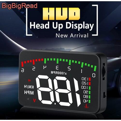 BigBigRoad Car Hud Display Windshield Projector Alarm System For Nissan Micra NV300 Navara Rogue Sentra Serena Titan Skyline