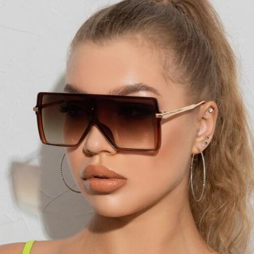 Eyewear Big Square Sunglasses Women Men Fashion Oversized Trend Luxury Color Lens PC Frame Gradient Sun Glasses Shades UV400