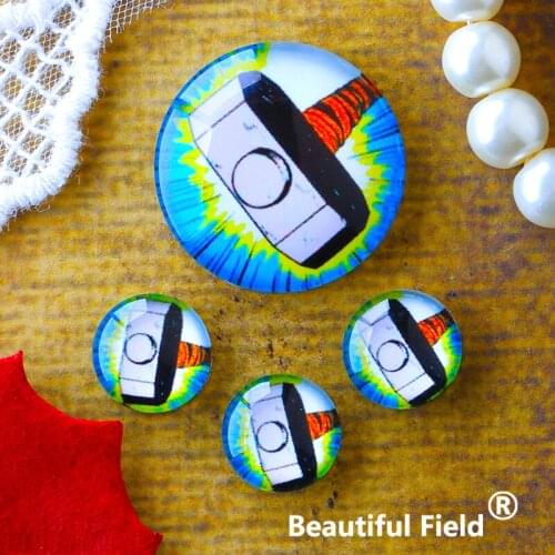 12mm 25mm 14mm 16mm 18mm 20mm Photo Glass Cabochons Round Cameo Set Handmade Settings Stone Hero Hammer CDKM258