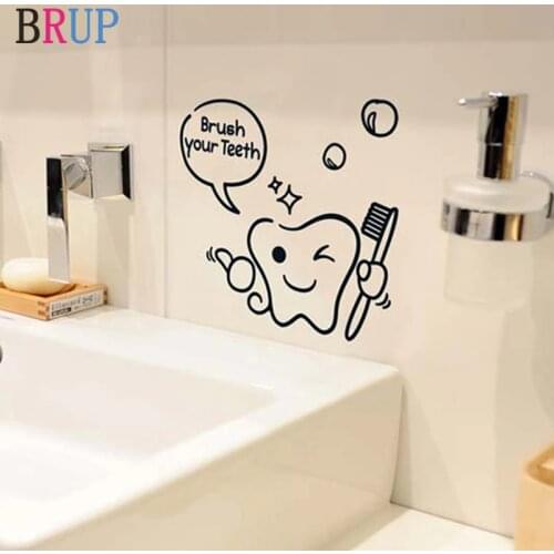 Fashion Bathroom Sticker Brushing Teeth Home Decor Art PVC DIY Vinyl Wall Stickers Creative House Decoration