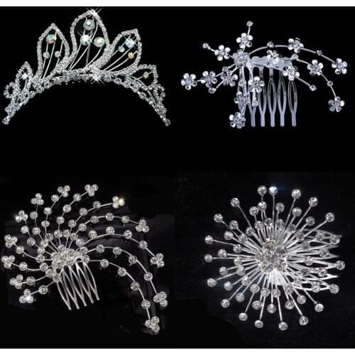 Bridal Hair Ornaments Hairwear Wedding Hair Comb Accessories for Women Girl Headpiece Headdress Head Rhinestone Hair Pin
