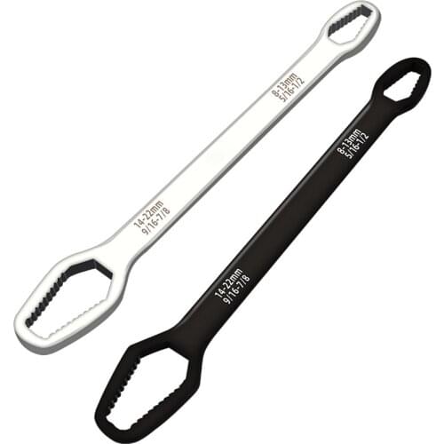 Universal Double Box End Ratcheting Wrench Heavy Duty Cr-V Nuts Removal Wrench 14-22mm 8-13mm, Multi-purpose Auto Repair Spanner