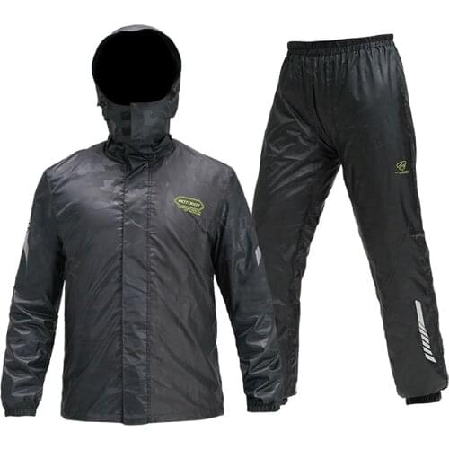 Windproof Motorcycle Riding Raincoat Suit Reflective Hooded Jacket Pant Full Body Rain Suit Waterproof Motorcycle Riding Jacket