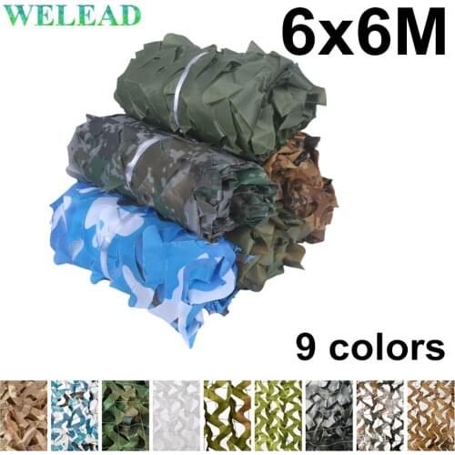 WELEAD 6x6M Reinforced Camouflage Net Military Sand White Desert Black Awning Outdoor Sun Concealment Mesh Shady 6x6 6*6M 6*6