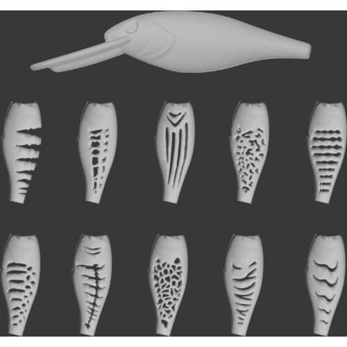 WLure Hard Plastic 3D Stencil for Tiny Wobble Jerkbait Crankbait UPC187