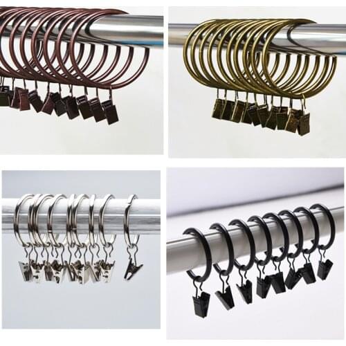 10Pcs/set Home Decoration Rod Clips Window Shower Clamps Bath Metal curtain Ring Hook Retro Clothespin Pole Buckle Accessories
