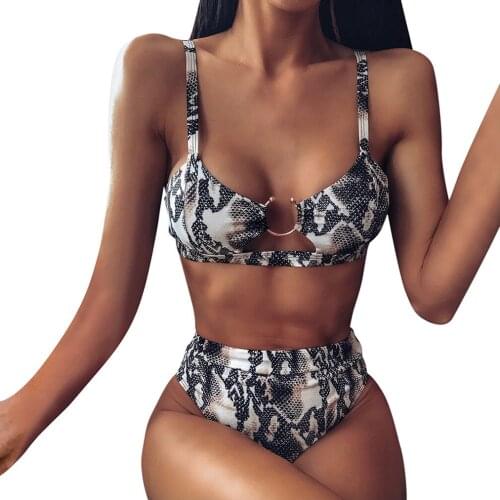 Frauen Sexy Bikini Push Up Hohe Taille Snake Print Badeanzug Patchwork Leopard Gedruckt Pool Party Weibliche Bademode Badeanzug
