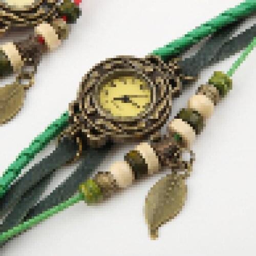 Women Retro Faux Leather Bracelet Tree Leaf Decoration Quartz Wrist Watch Luxury Womens Watches Ladies Watch Gift female