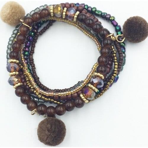 Han Jing New Arrival Trendy fashion new charm gold couple friendship women 2019 Pom Pom Bead jewelry bracelets for women femme