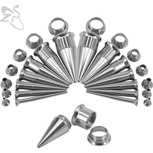 ZS 1 Pair 3 in 1 Stainless Steel Screwed Tunnel And Plug Double Flared Ear Taper 2-18MM Flesh Stretching Kit Expander Ear Gauges