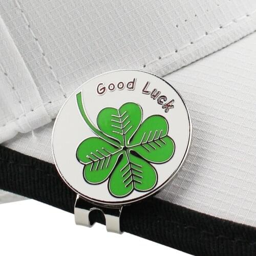 1.18" Lucky Clover Golf Ball Mark w Magnetic Golf Hat Clip 30mm Green Four Leaf Clover Golf Marker Training Aids