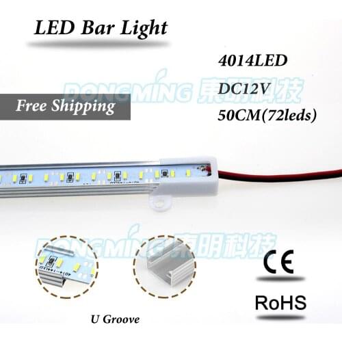 10pcs/lot 4014 smd 50cm/0.5m 72 hard luces led bar light cabinet 12V warm/cold white led strip luces light DC12V, Free Shipping