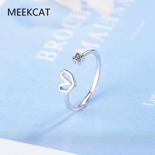 100% 925 Sterling Silver Fashion Women Hollow Heart CZ Rings Size 5 6 7 Wonderful Gift For Girls Kids Ladys DS1032