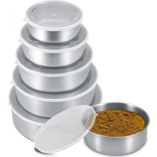 13 Oz 5Pcs/set Stainless Steel Snack Food Container Kitchen Organizer Storage Box with Lids for Sandwiches Wraps Salads Meal