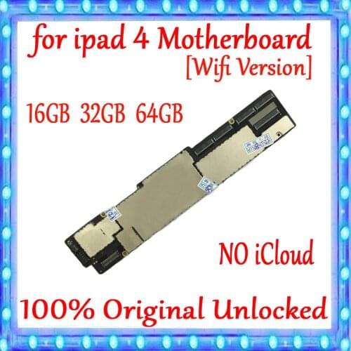 16GB/32GB/64GB100% Original Motherboard For ipad 4 Unlocked Mainboard IOS System Logic board wifi+3G version & wifi version