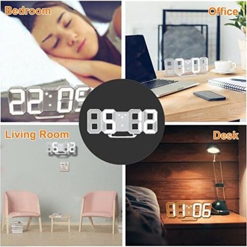 3D Wall Clock LED Digital Table Night Clock Desktop Electronic Clock Dimmable Nightlight Snooze Function for Home Office Desk