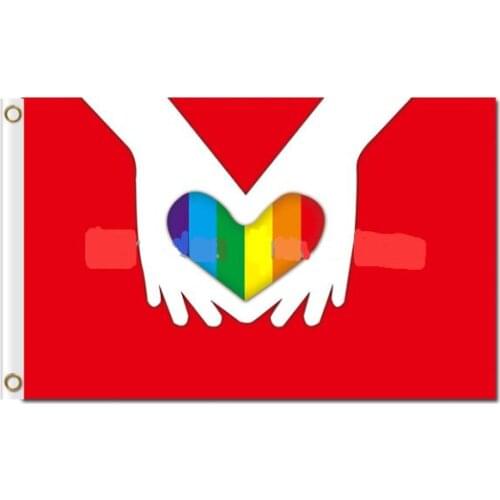 3x5ft custom Flag of Gay Pride Rainbow Love Rainbow Hearts Flag custom any hobby banner