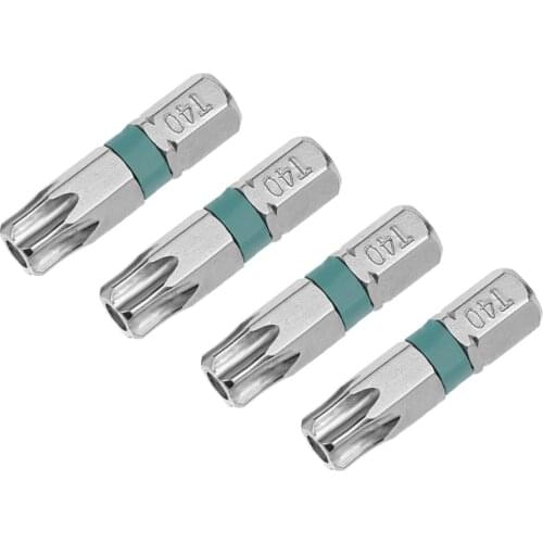 UXCEL 4PCS 25mm 1/4" Hex Shank T6/9/10/15/20/25/30/40 Security Torx Screwdriver Bits S2,Multiple Colors Available,Replace Tools