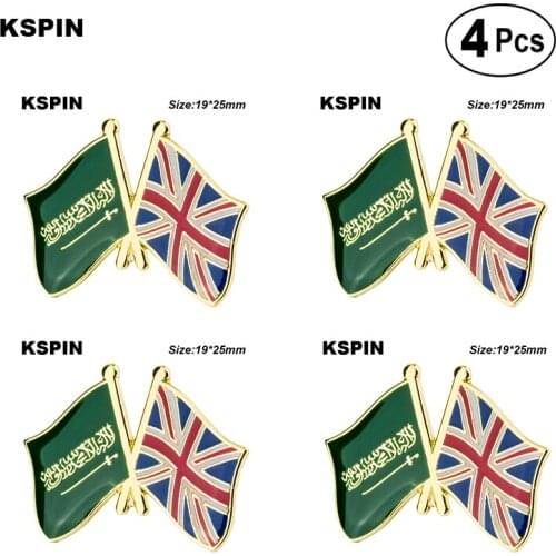Saudi Arabia UK Flag Pin Lapel Pin Badge Brooch Icons 4pcs