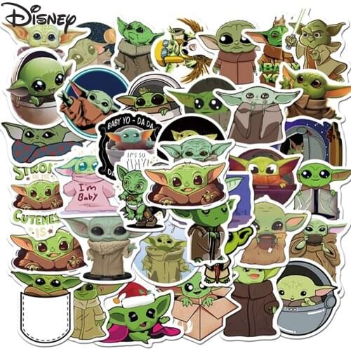 50PCS Star Wars Baby Yoda Stickers Waterproof Skateboard Laptop Guitar Luggage Graffiti Cute Anime Movie Sticker Girl Kids Toys