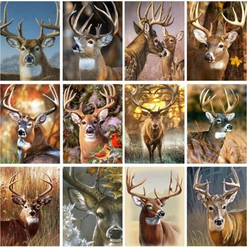 5D Diamond Embroidery Deer Cross Stitch Diamond Painting Full Square Round Drill Animals Rhinestone Pictures Home Decoration