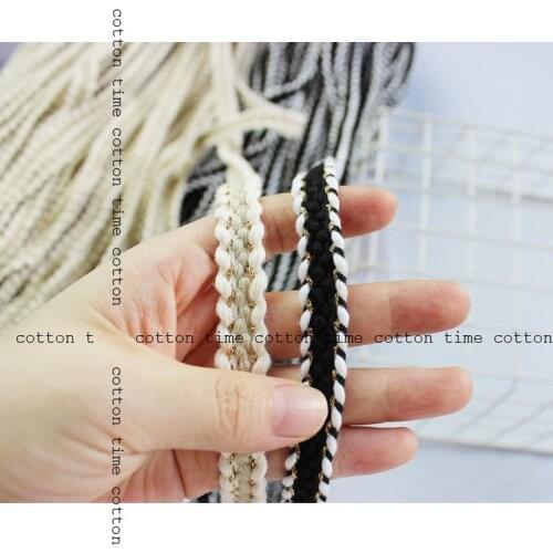 8 yards Cotton Braided Rope Sewing Accesssory 1cm wide Golden Mixed color Twisted Cotton Cords 10mm width Craft Decor Ropes