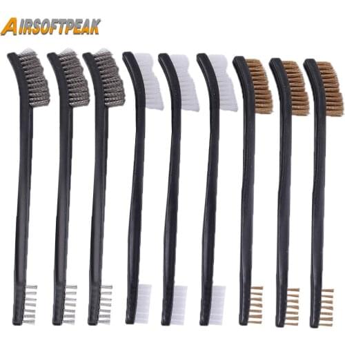 9Pcs Tactical Gun Cleaning Tool Double-head Brush Rifle Pistol Gun Cleaner for Welding Slag and Rust Hunting Gun Cleaning Kit
