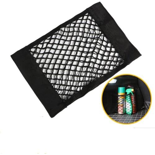 Car Accessories Universal Car Back Rear Trunk Seat Elastic String Net Nylon Magic Sticker Mesh Storage Bag For Travel Pocket