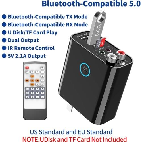 Bluetooth-Compatible 5.0 Audio Transmitter Receiver for TF Card AUX USB Charge Adapter for phone TV PC Headphones Home Stereo