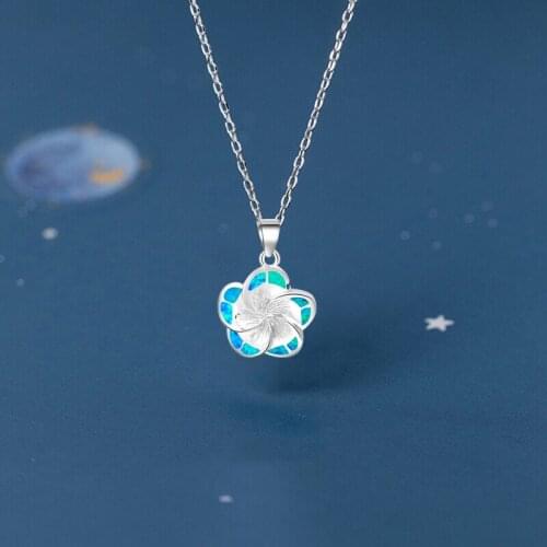 Flower Wholesale Retail Plum flower Pink Fire Opal Silver Stamped Necklace Pendants Fashion jewelry OP262