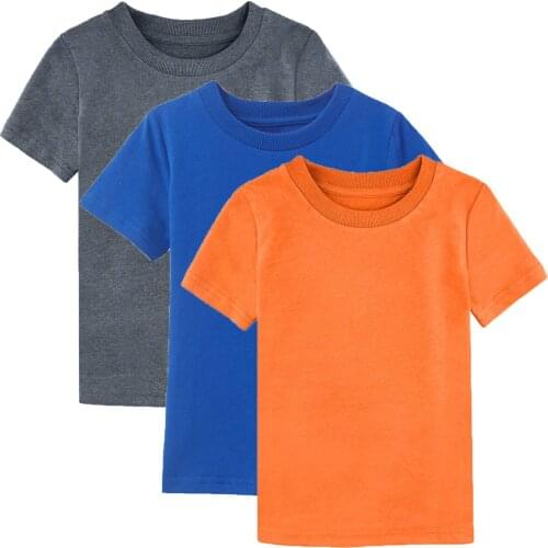 Kids Boys Girls Blank T-Shirt Toddler Plain Tops Infant Heavyweight Cotton Thick Comfortable Tees 3PCS 4PCS 5PCS