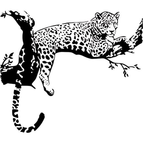 Wild Spotted Big Leopard Animal Wall Sticker Art Mural Home Decoration Leopard Beast Lying on a Tree Branch Jungle Style Sticker