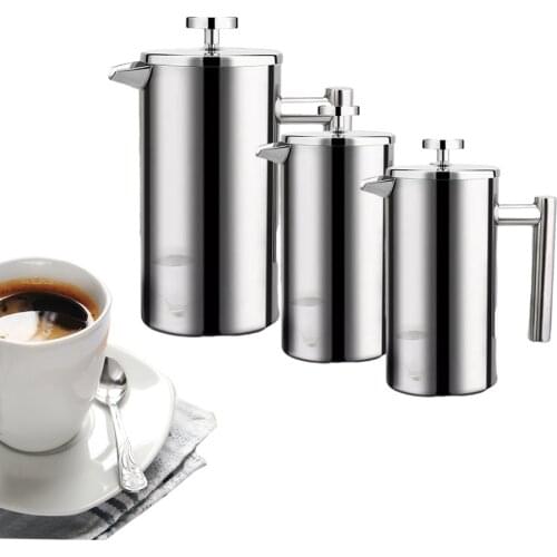 French Press Coffee Maker Stainless Steel Coffee Percolator Pot Double Wall Large Capacity Manual Cafetiere Coffee Containers