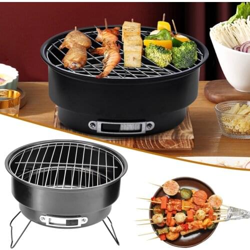 Barbecue Round Stove Grills BBQ Grill Barrel Foldable Stainless Steel Portable Kebab Tool Camping Charcoal Furnace Accessories