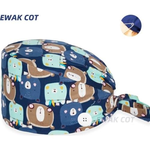 Unisex surgical caps operating room caps nurses hats veterinary pet with beauty salons Eye hospital clinic clinical Buttons hats