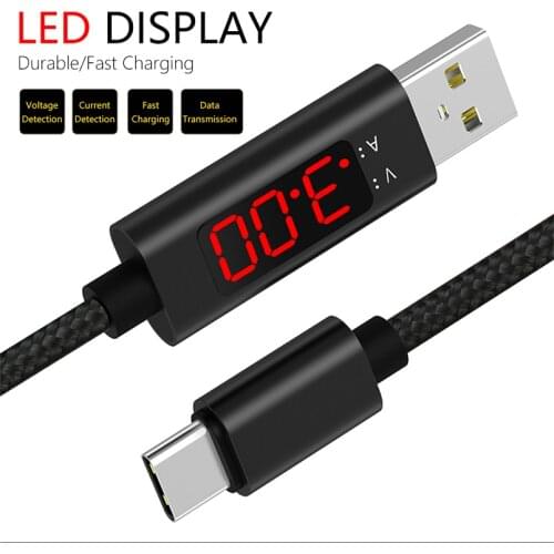 ASINA Voltage And Current Display Quick Charge Type C Cable For Xiaomi Data Charger Cables For Samsung Huawei USB Charging Wire