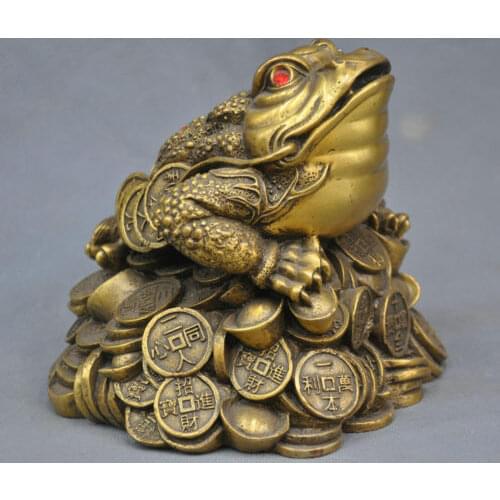 China Folk Frog Toad Ingot Lucky Auspicious Bronze Statue