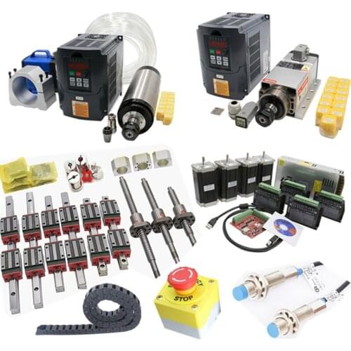 CNC kit C7 ballscrew SFU1605+linear guide HGR20+Nema 23 Stepper motor with Driver+2.2KW water-cooled spindle air-cooled set