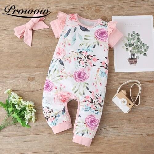 Prowow Summer Girly Clothes For Baby Jumpsuit Floral Toddler Sleepwear For Mewborn Costume Cute Babys Romper Ruffle Kids Outfit