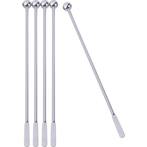 5Pcs 19cm Swizzle Sticks Reusable Long Handle Stainless Steel Cocktail Paddle Drink Stirrers for Office