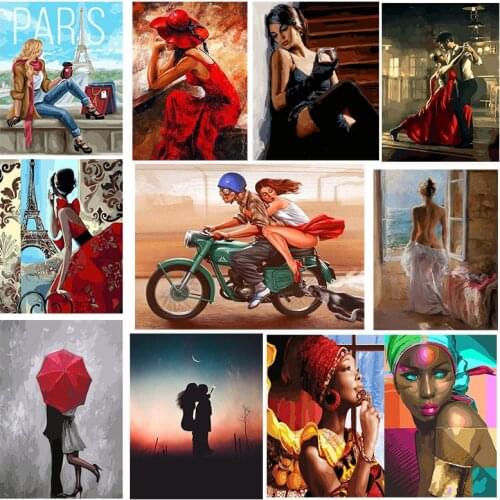 DIY Paints By Numbers Couple woman 50x40cm Art Pictures Set Coloring Decorative Canvas Wall Artcraft Oil Painting By Number