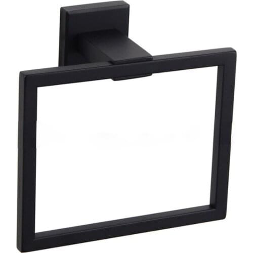 304 Stainless Steel Towel Ring Back Wall Mounted Square Towel Holder Rack Shelf For Home Bathroom Toilet Towel Rings Hanger