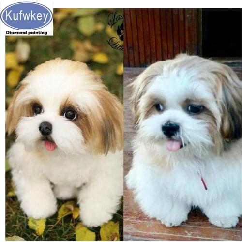 New DIY 3D Diamond painting Shih Tzu Full Square Diamond embroidery Cross stitch beauty Full drill Round Diamond mosaic dog