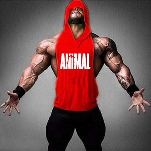 New Men Bodybuilding Hoody shirt Cotton Tank top Gym Fitness Tanktops Gorilla Print Vest Male Workout Sportswear Stringers